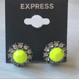 Express Neon Yellow Stud Sparkle Earrings
